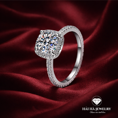 Nhẫn nữ bạc 925 đính kim cương Moissanite 1 Carat