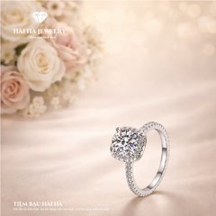 Nhẫn nữ bạc 925 đính kim cương Moissanite 1 Carat