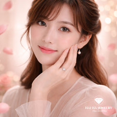 Nhẫn nữ bạc 925 moissanite tròn – thân cong đính đá tinh tế