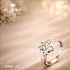 Nhẫn nữ bạc 925 moissanite 1 carat dáng trái tim – ôm đá nhẹ nhàng, đeo lên tay rất xinh