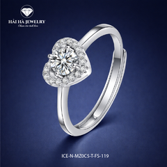 Nhẫn nữ bạc 925 đính moissanite dáng trái tim – viền ôm mềm mại