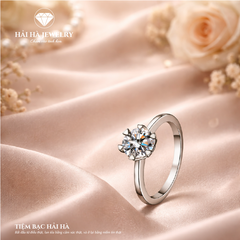 Nhẫn nữ bạc 925 đính moissanite – thiết kế solitaire thanh mảnh