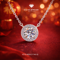 Dây chuyền bạc 925 đính moissanite dáng tròn 1 Carat – ánh sáng cân bằng, dễ đeo mỗi ngày | Hải Hà Jewelry