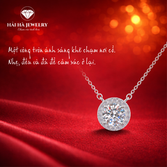 Dây chuyền bạc 925 đính moissanite dáng tròn 2 Carats – ánh sáng cân bằng, dễ đeo mỗi ngày | Hải Hà Jewelry