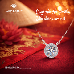 Dây chuyền bạc 925 đính moissanite dáng tròn 2 Carats – ánh sáng cân bằng, dễ đeo mỗi ngày | Hải Hà Jewelry
