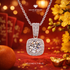 Dây chuyền bạc 925 đính moissanite dáng vuông tinh tế | Hải Hà Jewelry