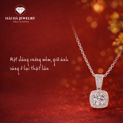 Dây chuyền bạc 925 đính moissanite dáng vuông tinh tế | Hải Hà Jewelry