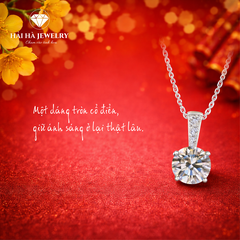 Dây chuyền bạc 925 đính moissanite dáng tròn tinh tế | Hải Hà Jewelry