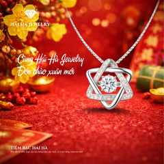 Dây chuyền bạc 925 đính moissanite dáng hình học tinh tế | Hải Hà Jewelry
