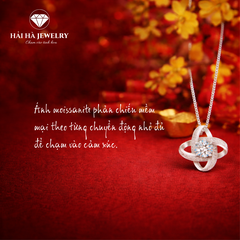 Dây chuyền bạc 925 đính moissanite dáng giao thoa tinh tế | Hải Hà Jewelry