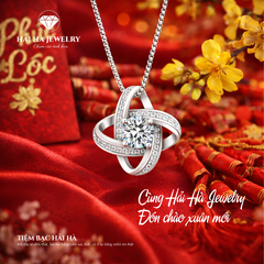 Dây chuyền bạc 925 đính moissanite dáng giao thoa tinh tế | Hải Hà Jewelry
