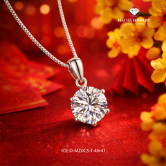 Dây chuyền bạc 925 đính moissanite 2 carats dáng solitaire tinh gọn | Hải Hà Jewelry