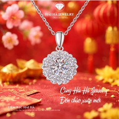 Dây chuyền bạc 925 đính moissanite dáng hoa tinh tế | Hải Hà Jewelry