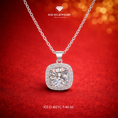Dây chuyền bạc 925 đính moissanite 1 carat dáng vuông tinh tế | Hải Hà Jewelry