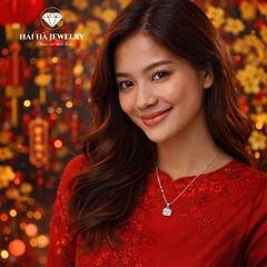 Dây chuyền bạc 925 đính moissanite 1 carat dáng vuông tinh tế | Hải Hà Jewelry