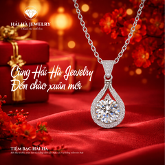 Dây chuyền bạc 925 đính moissanite 1 carat dáng giọt nước tinh tế | Hải Hà Jewelry