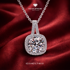 Dây chuyền bạc 925 đính moissanite 2 carats dáng vuông bo tròn | Hải Hà Jewelr