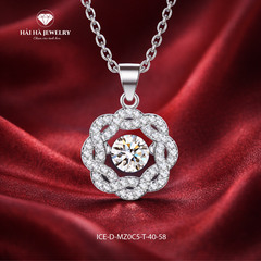 Dây chuyền bạc 925  đính moissanite dáng hoa | Hải Hà Jewelry
