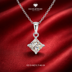 Dây chuyền bạc 925 đính moissanite dáng vuông | Hải Hà Jewelry