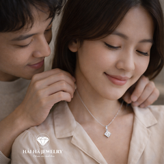 Dây chuyền bạc 925 đính moissanite dáng vuông | Hải Hà Jewelry