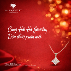 Dây chuyền bạc 925 đính moissanite dáng vuông | Hải Hà Jewelry