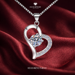 Dây chuyền bạc 925 đính moissanite dáng trái tim cách điệu | Hải Hà Jewelry