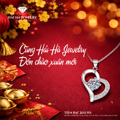 Dây chuyền bạc 925 đính moissanite dáng trái tim cách điệu | Hải Hà Jewelry