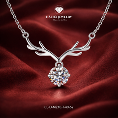 Dây chuyền bạc 925 đính moissanite dáng sừng hươu | Hải Hà Jewelry