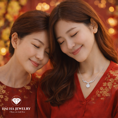 Dây chuyền bạc 925 đính moissanite dáng sừng hươu | Hải Hà Jewelry