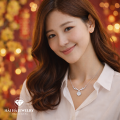 Dây chuyền bạc 925 đính moissanite dáng sừng hươu | Hải Hà Jewelry