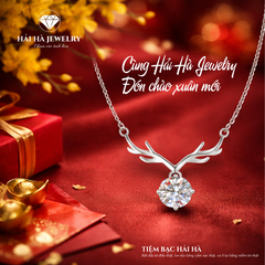 Dây chuyền bạc 925 đính moissanite dáng sừng hươu | Hải Hà Jewelry