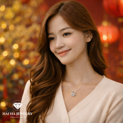Dây chuyền bạc 925 đính moissanite dáng móng ngựa | Hải Hà Jewelry