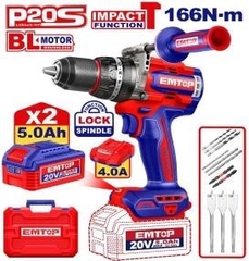 Bộ máy khoan PIN EMTOP 166Nm có búa mã ECIDL201668