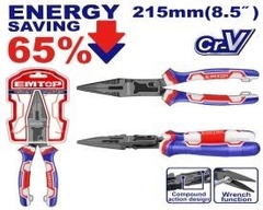 Kìm mũi nhọn trợ lực 65% 8.5 inch emtop EPLRCL0851