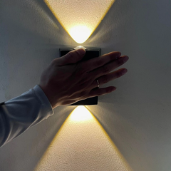 Đèn Hắt Tường Đèn Ốp Tường, Đèn Năng Lượng Mặt Trời 2 Đầu, Đèn Ngoài Trời Chống Thấm Nước Ánh Sáng Vàng