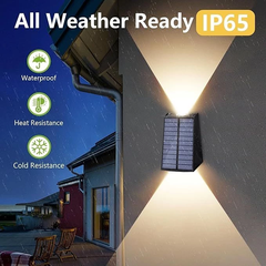Đèn Hắt Tường Đèn Ốp Tường, Đèn Năng Lượng Mặt Trời 2 Đầu, Đèn Ngoài Trời Chống Thấm Nước Ánh Sáng Vàng