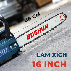 Máy Cưa Xích Chạy Xăng BOSHUN BS-CX16, Lam Xích Dài 16INCH, Bơm Nhớt Tự Động - Động Cơ Xăng 2 Thì 58CC Mạnh Mẽ