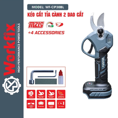 Kéo cắt cành pin WORKFIX WF-CP30BL, Động cơ Không chổi than, Màn hình led hiển thị, Cắt 3cm
