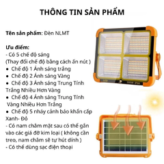Đèn Năng Lượng Mặt Trời Đa Năng Cầm Tay 300W, Tích Điện Chống Nước IP66, 5 Chế Sáng, Có Đèn Cảnh Báo