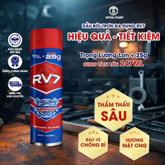 RV7 Chính hãng ROYAL - Chai Xịt Bôi Trơn Chống Rỉ RV7, Thẩm Thấu Nhanh, Nguyên Liệu Ngoại Nhập, Hiệu Quả, Tiết Kiệm