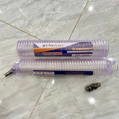 Dây hơi xoắn trắng 6m STAKA KA-4131 dùng cho máy nén khí kèm 2 đầu nối nhanh