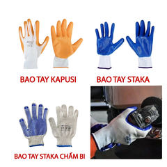 Găng Tay Lao Động Kapusi, Staka Bao Tay Bảo Hộ Độ Bám Cao Chống Dầu Mỡ, Nhớt, Dùng phun sơn cơ khí sửa chữa máy móc