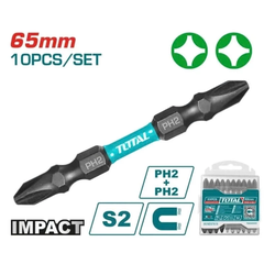 Mũi Bắt Vít 2 Đầu PH2x65mm TOTAL Có Từ, Thép S2 TACIM16PH233