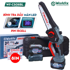 [KÈM XÍCH THAY THẾ] Máy Cưa Xích Pin WORKFIX WF-CS08BL, Công Suất 600w, Chiều Dài Lam Xích 8 inch, Không Chổi Than