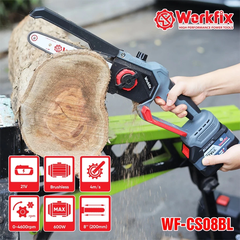 [KÈM XÍCH THAY THẾ] Máy Cưa Xích Pin WORKFIX WF-CS08BL, Công Suất 600w, Chiều Dài Lam Xích 8 inch, Không Chổi Than