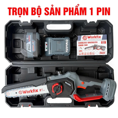 [KÈM XÍCH THAY THẾ] Máy Cưa Xích Pin WORKFIX WF-CS08BL, Công Suất 600w, Chiều Dài Lam Xích 8 inch, Không Chổi Than