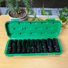 Bộ Đầu Tuýp, Đầu Khẩu 10 Món Cao Cấp Dùng Cho Máy Siết Bulong Vặn Vít Chân 1/2, 76mm Kích Thước Từ 8-24mm
