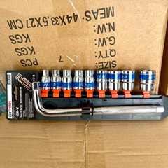 Bộ Tuýp, Bộ Khẩu 10 Món Cần Chữ L 25Cm đầu 1/2 Hitman Thép Cr-V Khẩu Từ 8-24mm