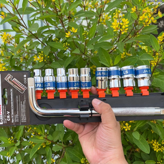 Bộ Tuýp, Bộ Khẩu 10 Món Cần Chữ L 25Cm đầu 1/2 Hitman Thép Cr-V Khẩu Từ 8-24mm