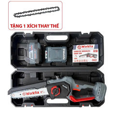 [KÈM XÍCH THAY THẾ] Máy Cưa Xích Pin WORKFIX WF-CS08BL, Công Suất 600w, Chiều Dài Lam Xích 8 inch, Không Chổi Than